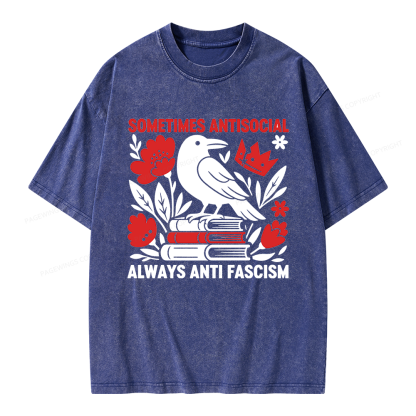 Pagewings Anti Fascism Unisex Washed T-shirt