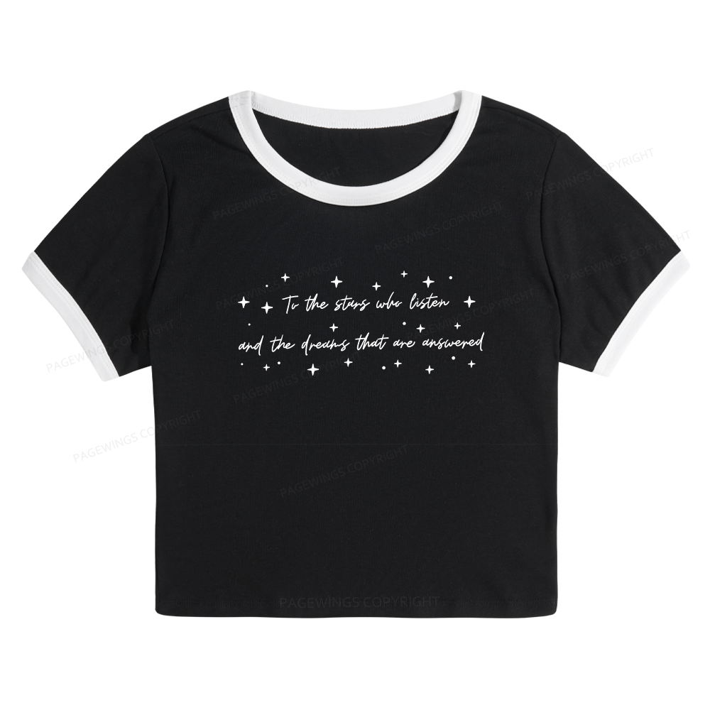Pagewings To the Stars Who Listen Baby Tee Cropped Ringer T-Shirt