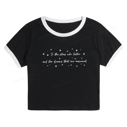 Pagewings To the Stars Who Listen Baby Tee Cropped Ringer T-Shirt