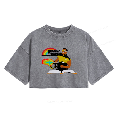 Pagewings Reading Rambo Women's Washed Cropped T-shirt