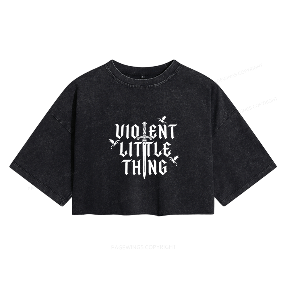 Pagewings Fantasy Reader Women's Washed Cropped T-shirt