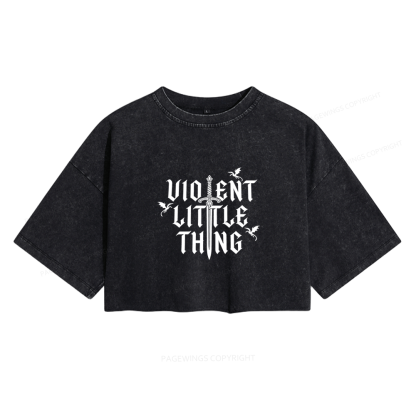 Pagewings Fantasy Reader Women's Washed Cropped T-shirt