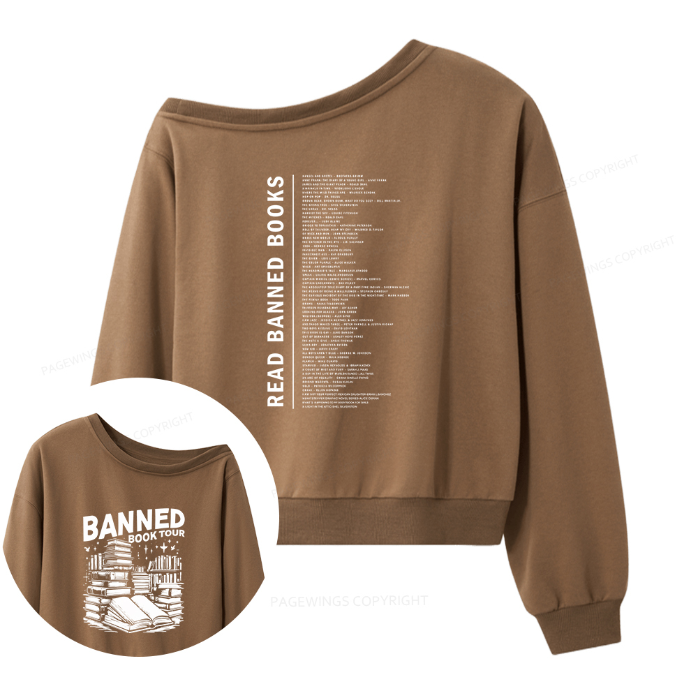 Pagewings Banned Books Tour Women Off  Shoulder Sweatshirt