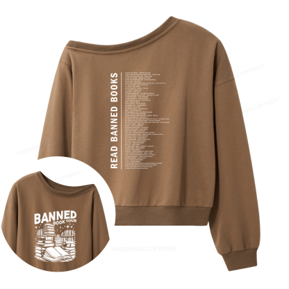Pagewings Banned Books Tour Women Off  Shoulder Sweatshirt