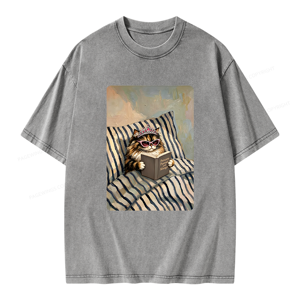 Pagewings Sci Fi Lover Reading Book in Bed Unisex Washed T-shirt