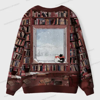 Pagewings Winter Cat Unisex Ugly Cardigan Sweaters