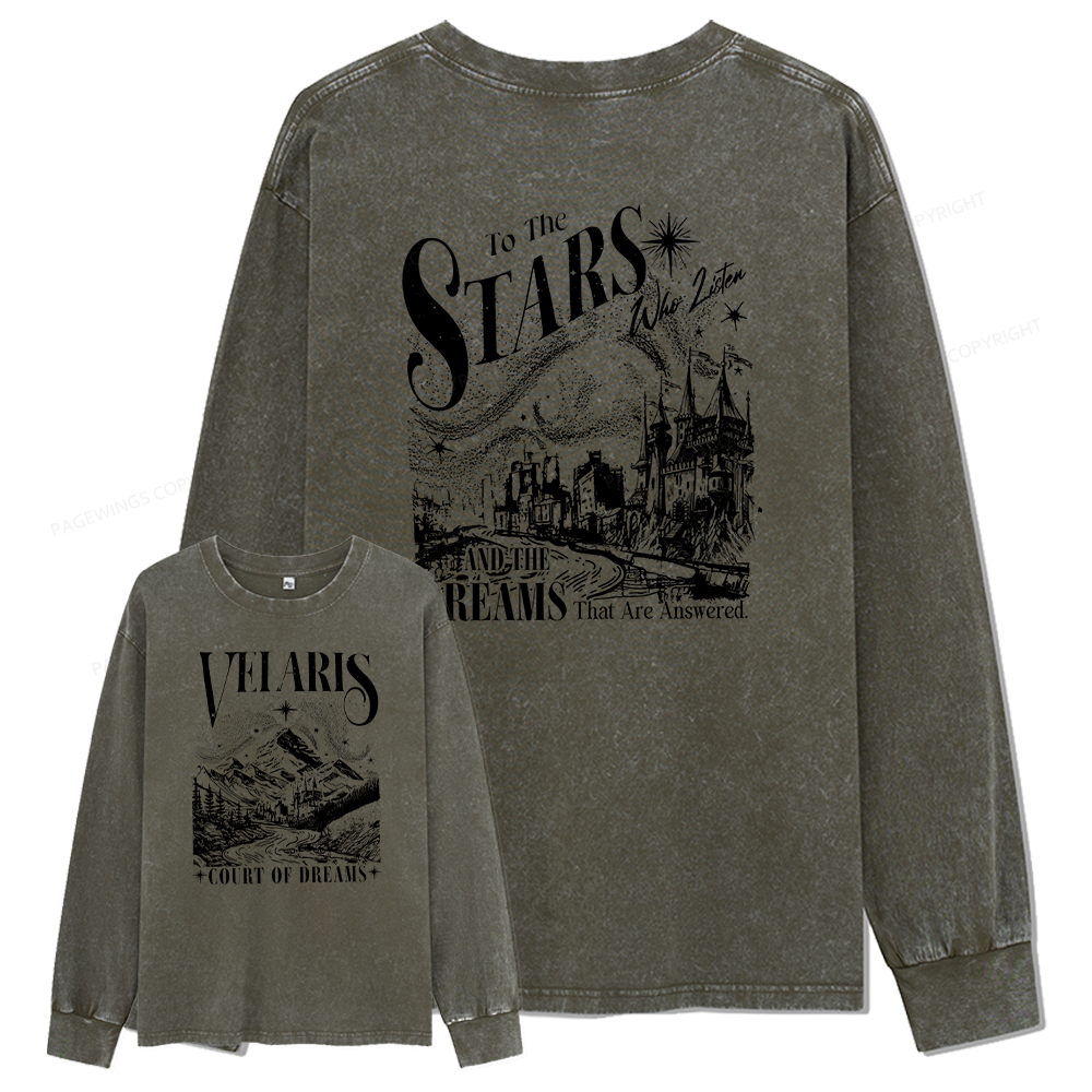 Pagewings Velaris City Of Starlight Unisex Washed Long Sleeve T-shirt