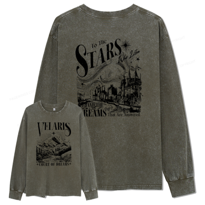 Pagewings Velaris City Of Starlight Unisex Washed Long Sleeve T-shirt