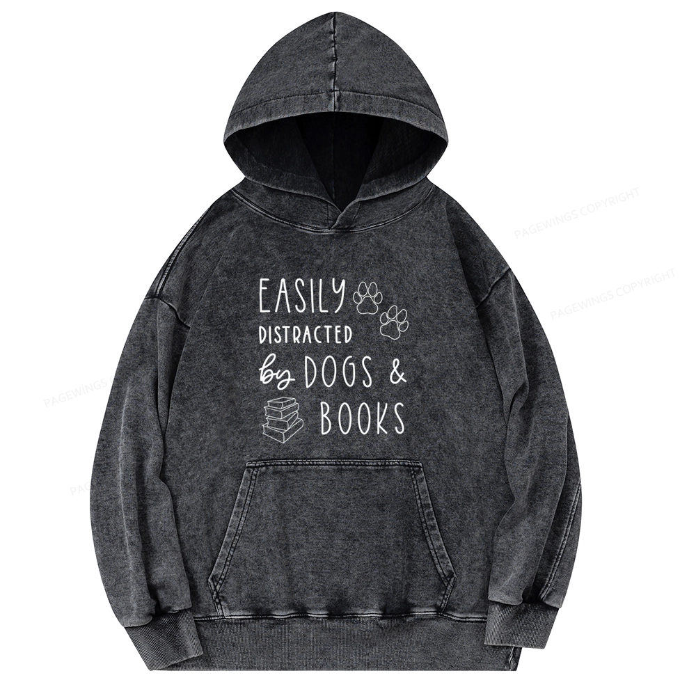 Pagewings Dogs And Books Unisex Washed Hoodie
