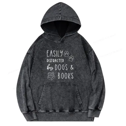 Pagewings Dogs And Books Unisex Washed Hoodie