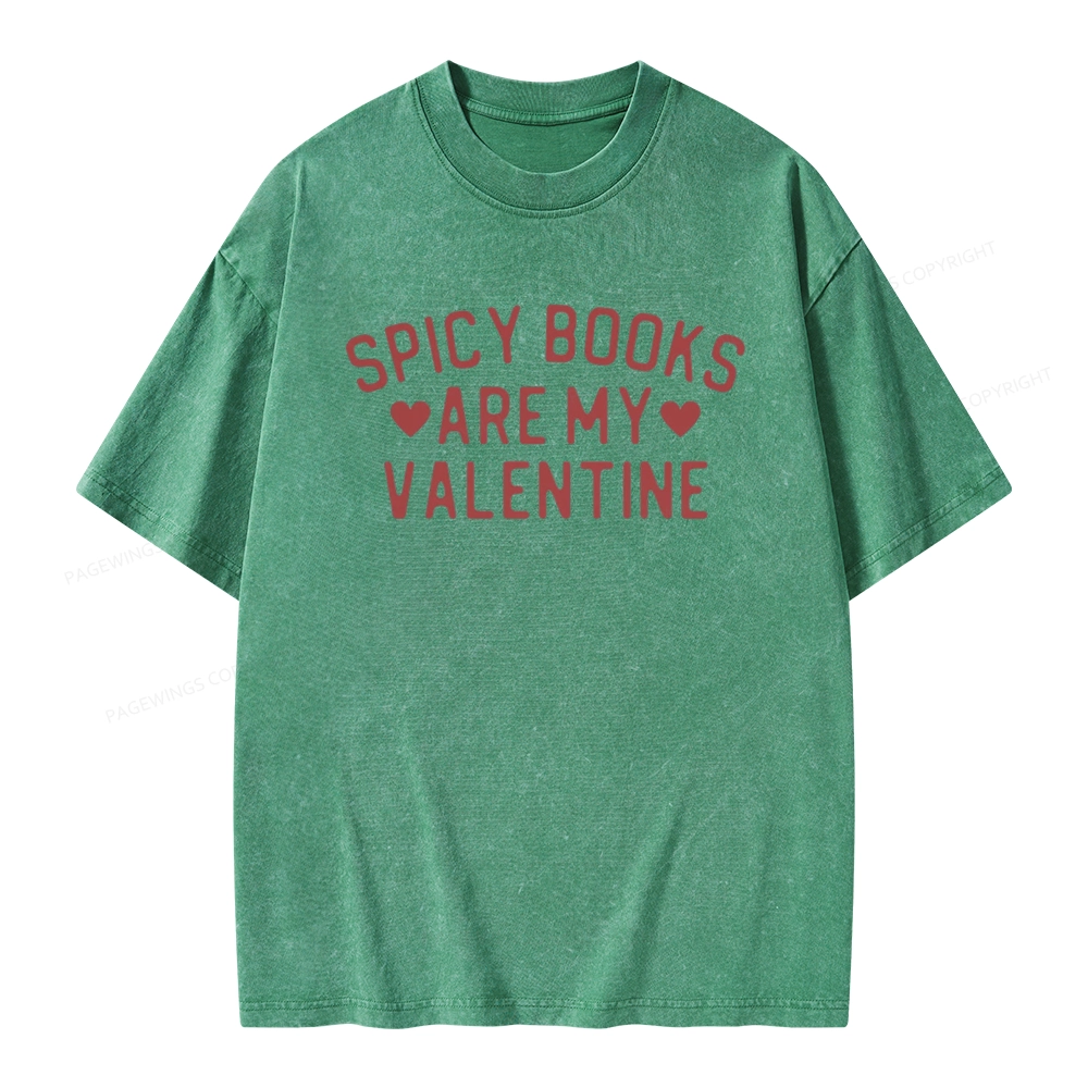 Pagewings Spicy Books Are My Valentine Unisex Washed T-shirt
