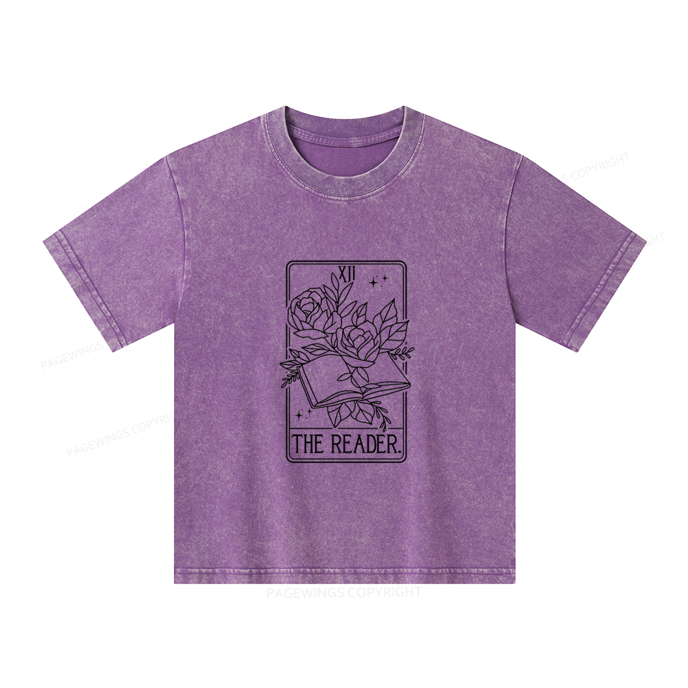 Pagewings The Reader Tarot Card Unisex Kids Washed T-shirt