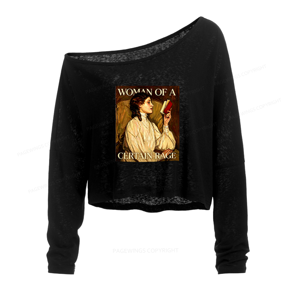 Pagewings Woman Of A Certain Rage Slouchy Long Sleeve Off Shoulder T-shirt