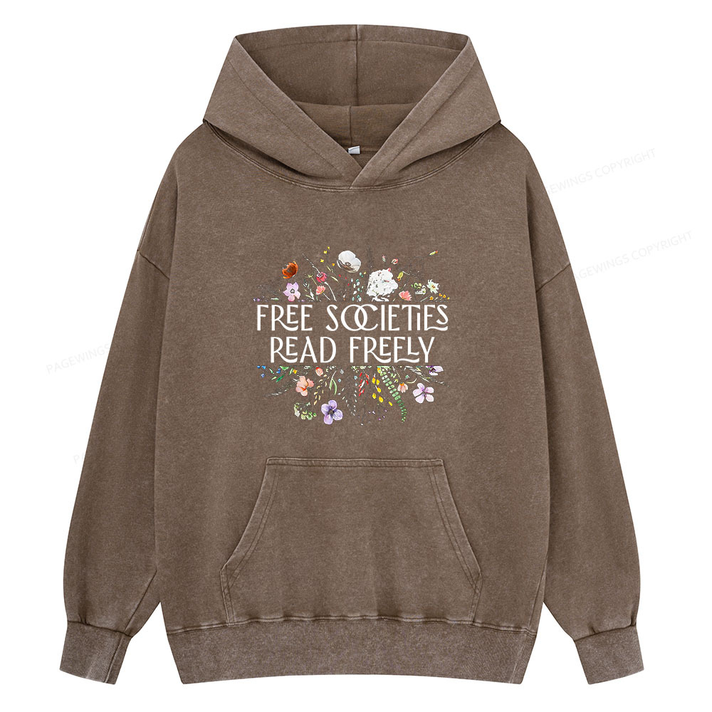 Pagewing Free Societies Read Freely Unisex Washed Hoodie