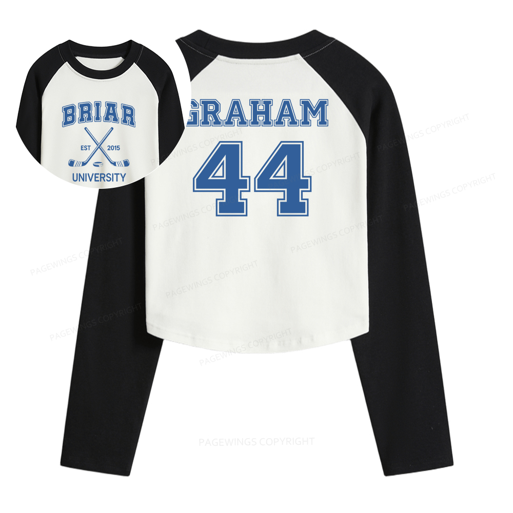 Pagewings Hockey Romance Women Long Sleeve Crop Raglan T-shirt