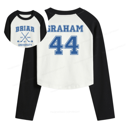 Pagewings Hockey Romance Women Long Sleeve Crop Raglan T-shirt