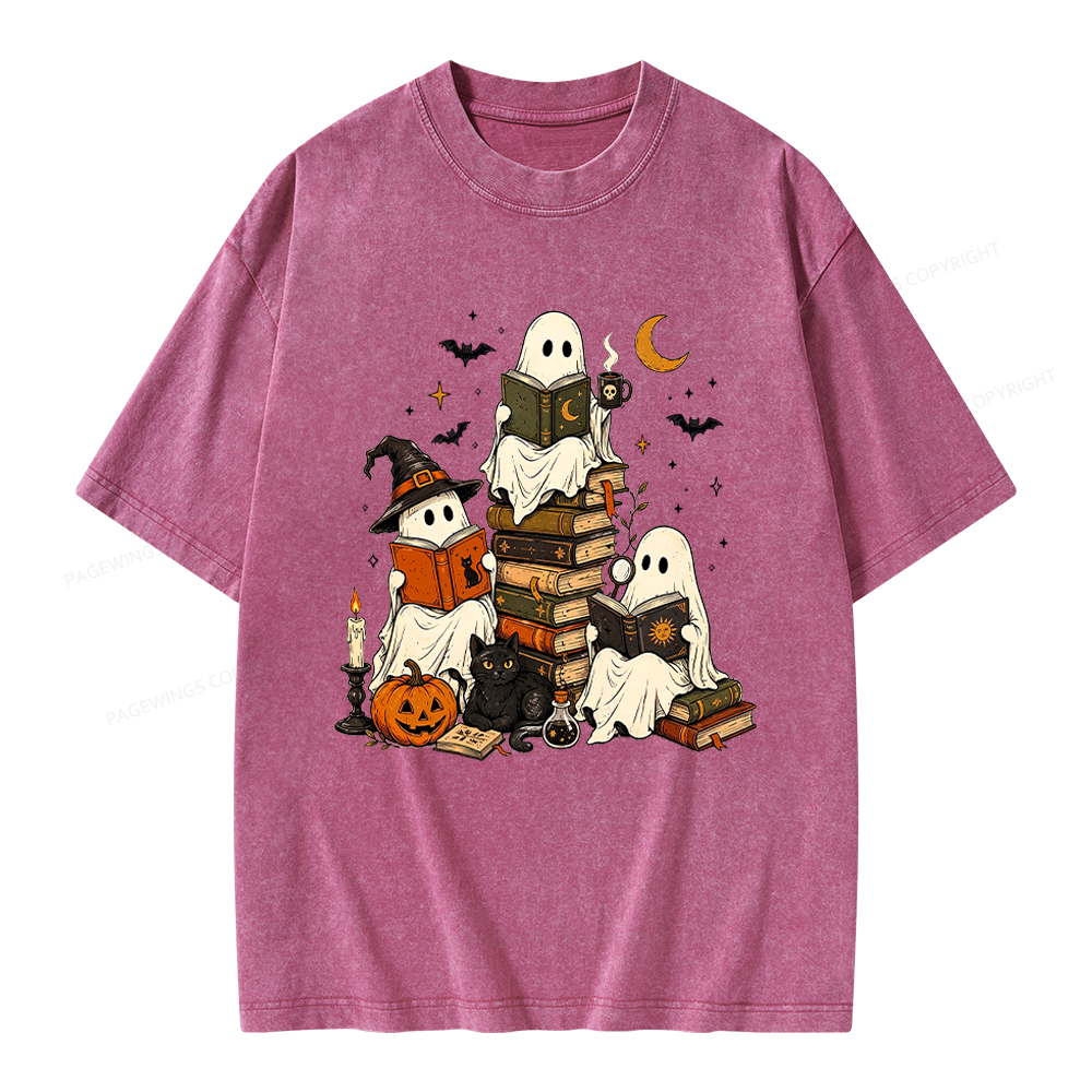 Pagewings Halloween Book Club Unisex Washed T-shirt