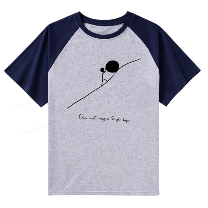 Pagewings One Must Imagine Sisyphus Happy Raglan T-shirt