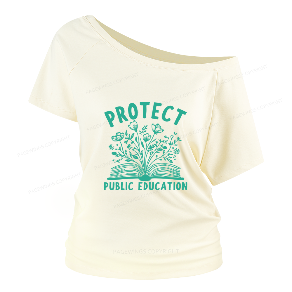 Pagewings Protect Public Education Women Off Shoulder T-shirts