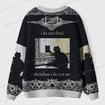 Pagewings I Do Not Think Therefore I Do Not Am Unisex Ugly Cardigan Sweaters