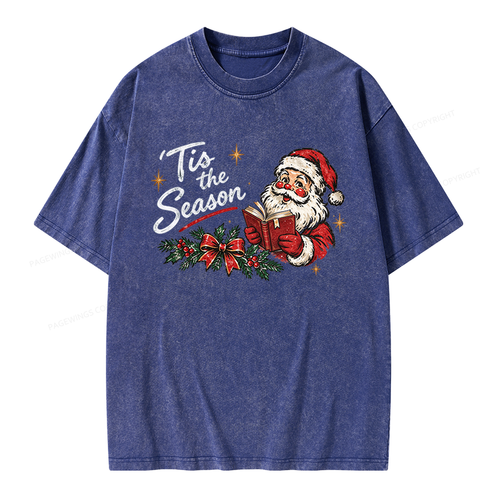 Pagewings Tis The Season Santa Unisex Washed T-shirt
