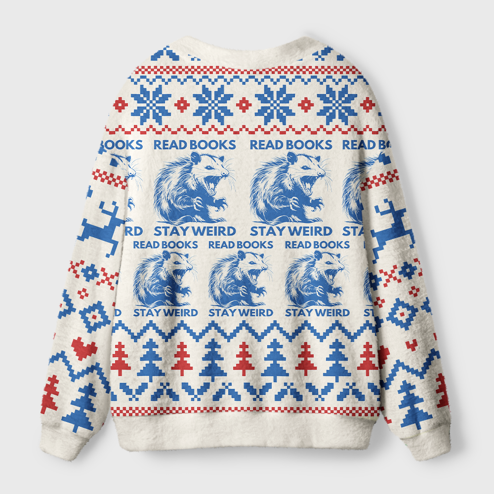 Pagewings Read Books Stay Weird Light Knit Unisex Cardigan Sweaters