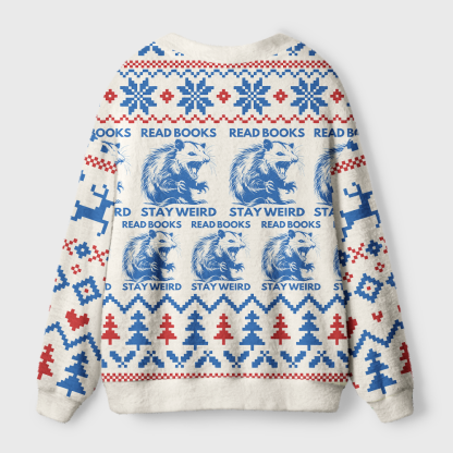 Pagewings Read Books Stay Weird Light Knit Unisex Cardigan Sweaters
