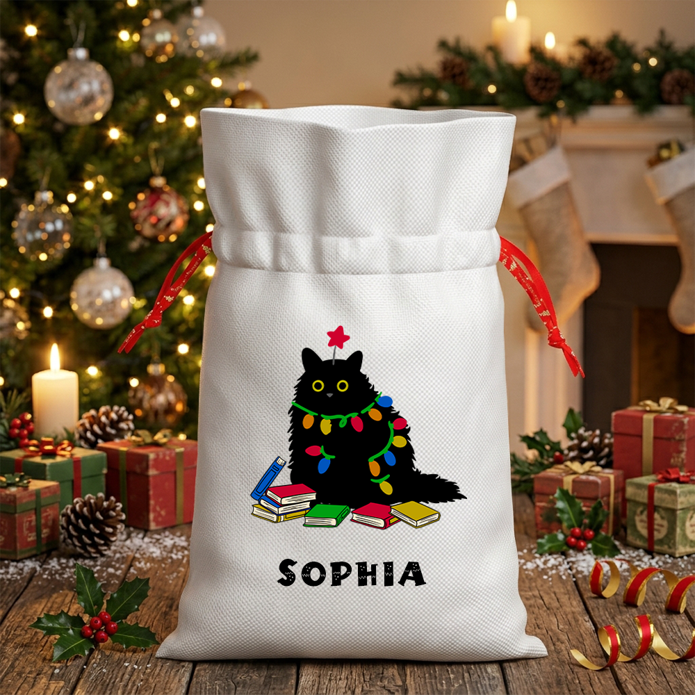 Pagewings Personalized Cat Christmas Christmas Santa Sack