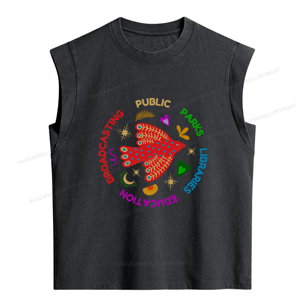 Pagewing Public Libraries Women's Washed Tank Top