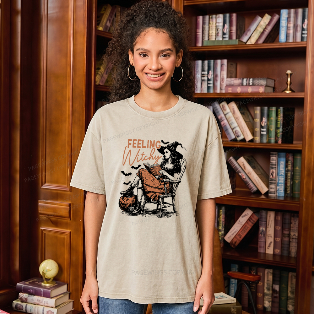 Pagewings Feeling Witchy Unisex Washed T-shirt