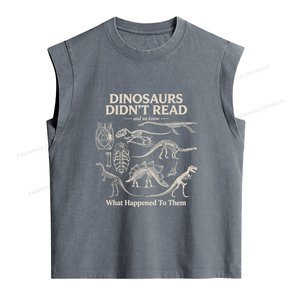 Pagewing Dinosaurs Didn’t Read Women's Washed Tank Top