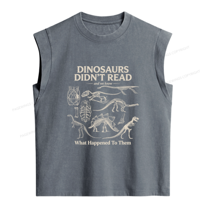 Pagewing Dinosaurs Didn’t Read Women's Washed Tank Top
