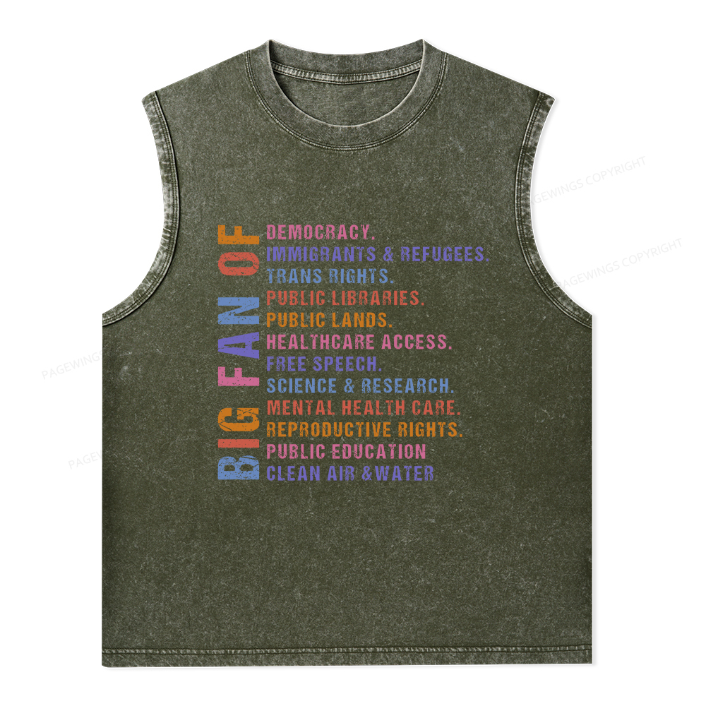 Pagewings Big Fan of Human Rights Unisex Washed Tank Top