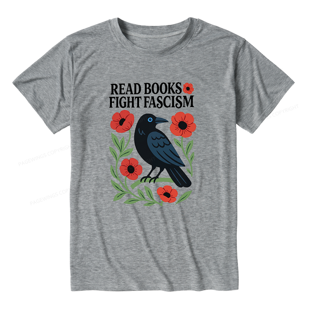Pagewings Read Books Fight Fascism Unisex Heather T-Shirt