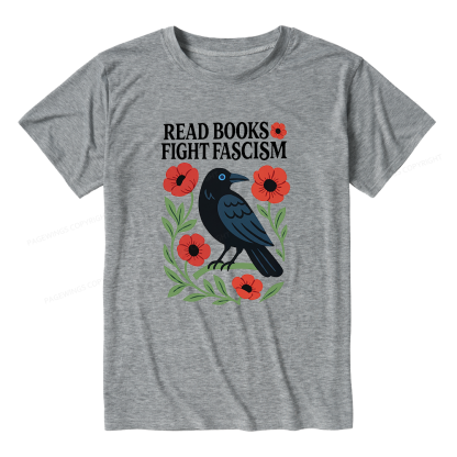 Pagewings Read Books Fight Fascism Unisex Heather T-Shirt