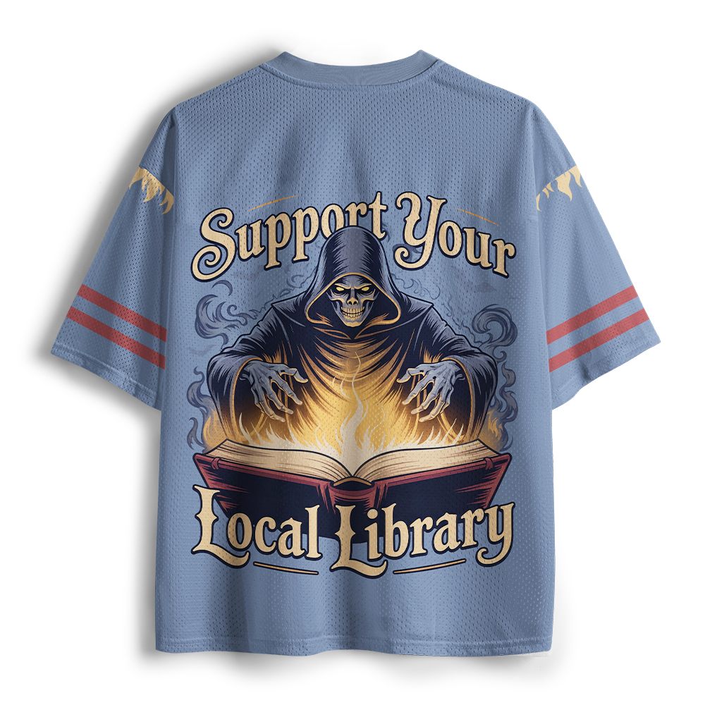 Pagewings Support Your Local Library Unisex Mesh Jersey