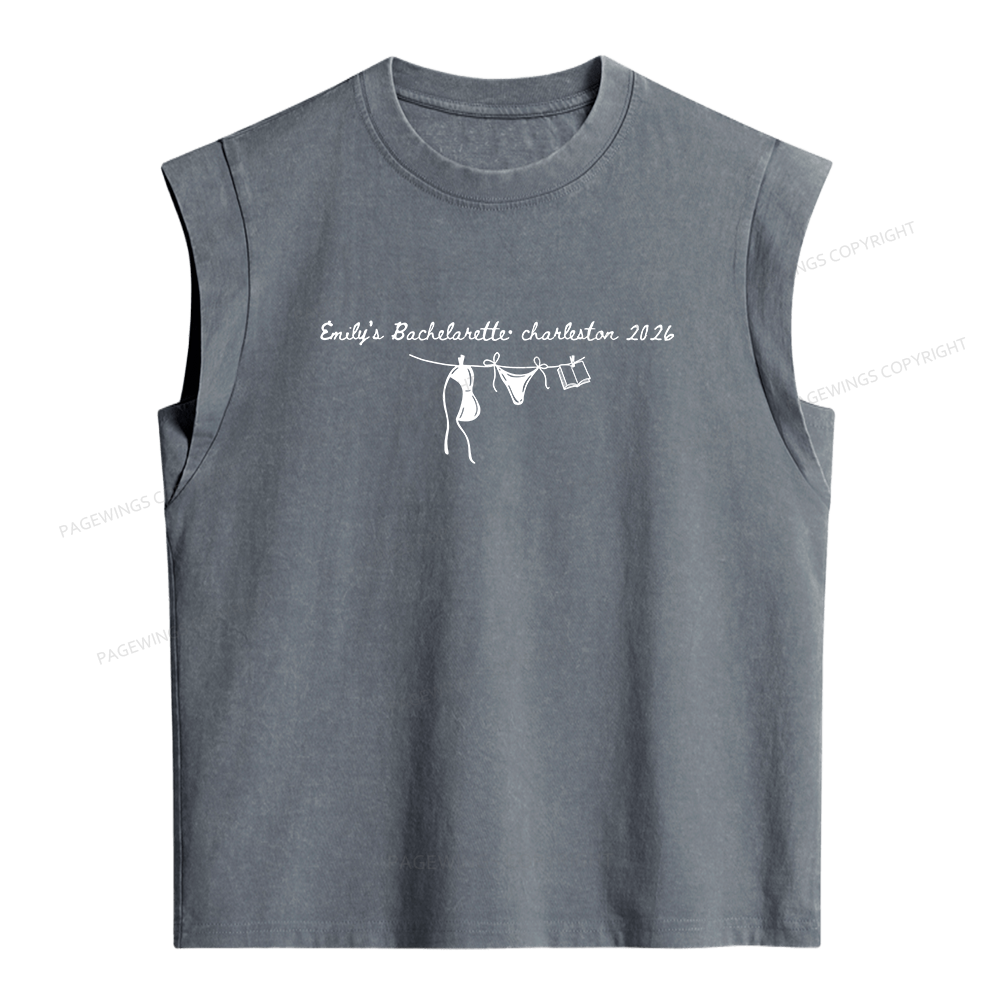 Pagewing Personalized Beach Party Women's Washed Tank Top