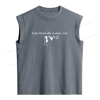 Pagewing Personalized Beach Party Women's Washed Tank Top