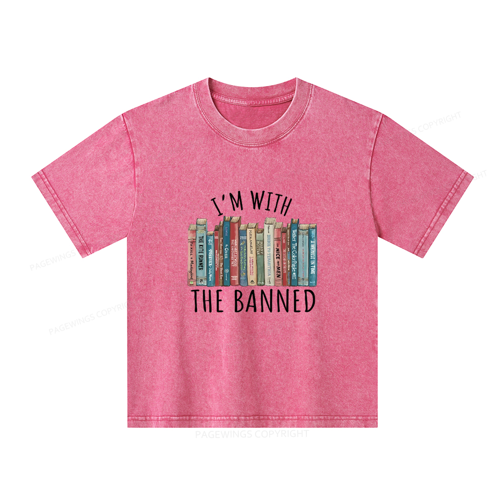 Pagewings I'm With The Banned Unisex Kids Washed T-shirt