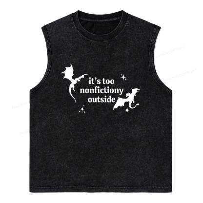 Pagewings It’s Too Nonfictiony Outside Unisex Washed Tank Top