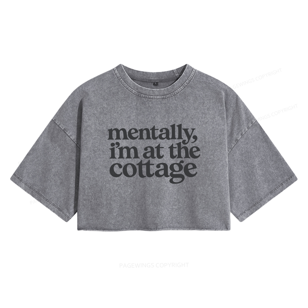 Pagewings At The Cottage Women's Washed Cropped T-shirt
