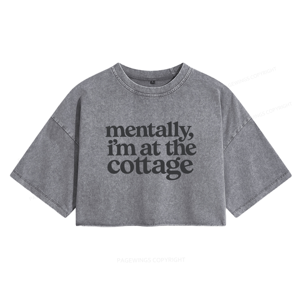Pagewings At The Cottage Women's Washed Cropped T-shirt