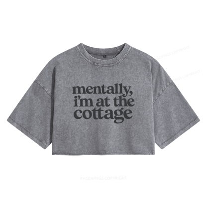 Pagewings At The Cottage Women's Washed Cropped T-shirt