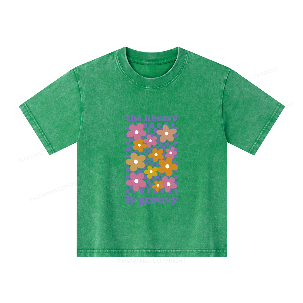 Pagewings The Library is Groovy Unisex Kids Washed T-shirt