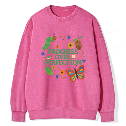 Pagewing Progress Over Perfection Unisex Washed Sweatshirt