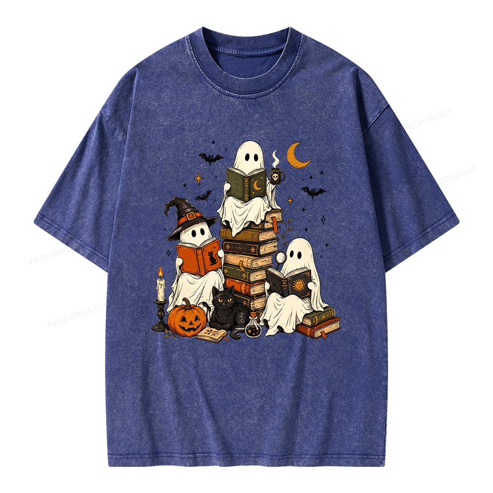 Pagewings Halloween Book Club Unisex Washed T-shirt