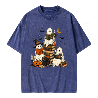 Pagewings Halloween Book Club Unisex Washed T-shirt