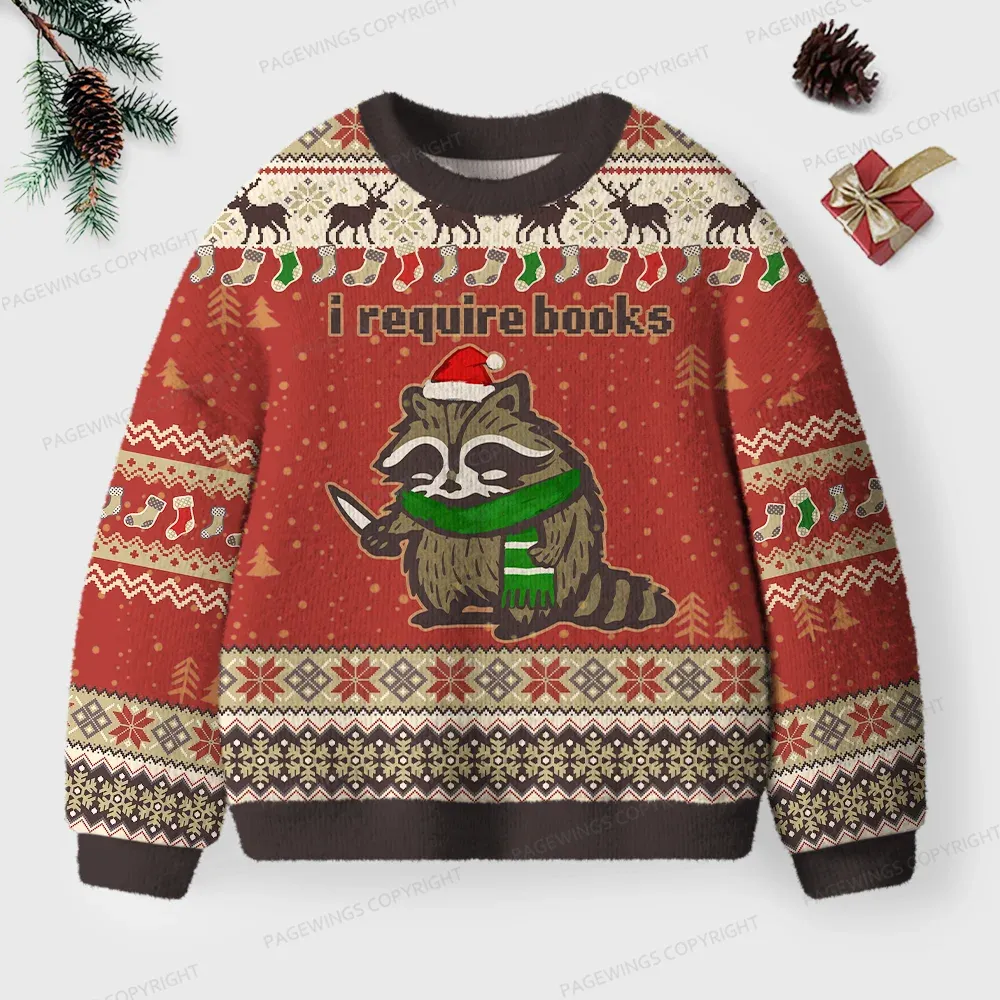 Pagewings I Require Books Unisex Ugly Knit Sweatshirt