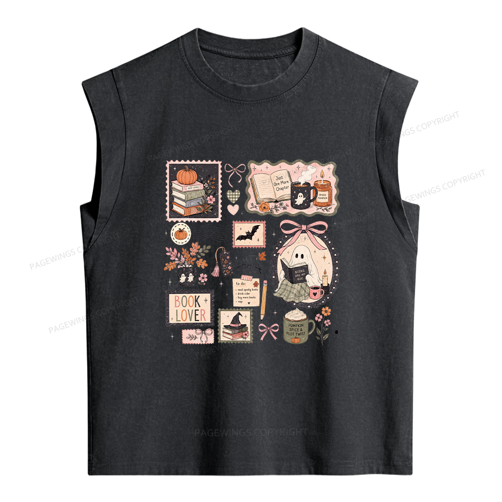 Pagewings Halloween Book Club Women's Washed Tank Top