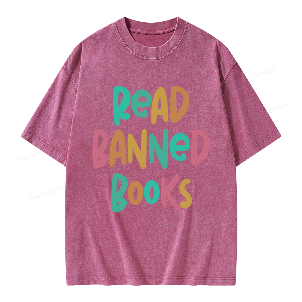 Pagewings Read Banned Books Unisex Washed T-shirt